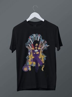 Graphic Tee with Purple Guitar Throne Design